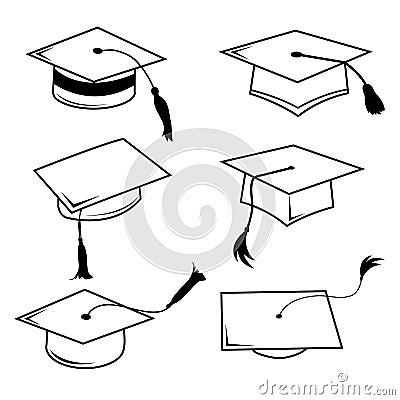 Congratulations Hat Graduation Line Icon Vector Vector Illustration