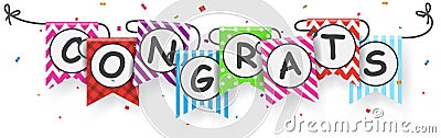 Congratulations sign with bunting flags Vector Illustration