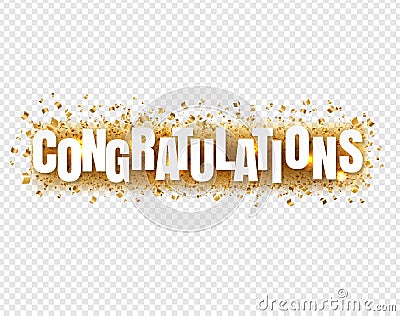 Congratulations Text With Confetti Transparent Background Vector Illustration