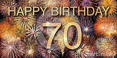 Congratulations to 70th Birthday with fireworks Stock Photo