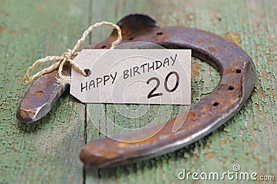 Congratulations to 20th Birthday with talisman Stock Photo