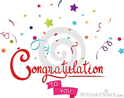 Congratulations to you with confetti Vector Illustration