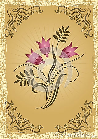 Congratulatory card with meadow flowers Vector Illustration