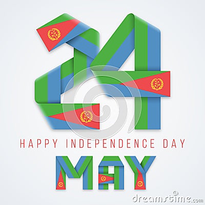 May 24, Independence Day of Eritrea congratulatory design with Eritrean flag elements. Vector illustration Vector Illustration