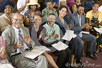Congregation Clapping at Church Stock Photo