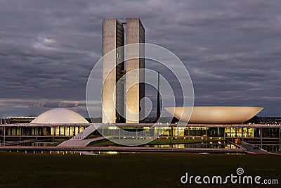 Congress Building at Night Brasilia Brazil Editorial Stock Photo