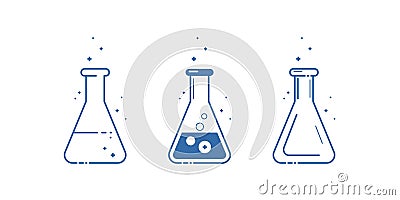 A conical flask. Icons set. Equipment for chemical laboratory. Line design. Vector Vector Illustration