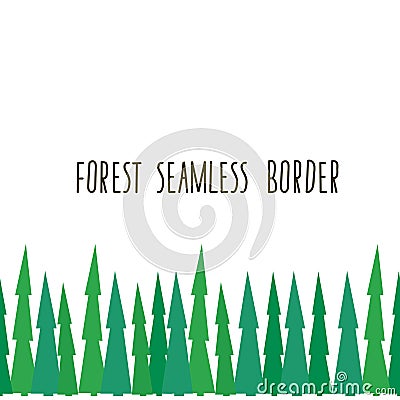 Coniferous forest seamless border, fir-trees Stock Photo