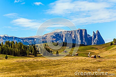 Alpe di Siusi is plateau in the Dolomites Stock Photo