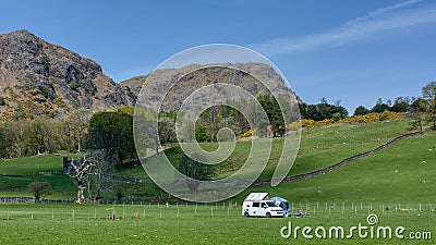 Coniston, United Kingdom - 21st April 2022 : A VW camper van in an isolated spot near the town of Coniston Editorial Stock Photo