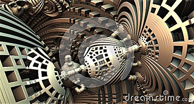 The conjunction-3D rendered abstract colorful virtual scene Stock Photo