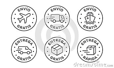 Conjunto de iconos de vector de envio, entrega gratis Vector Illustration