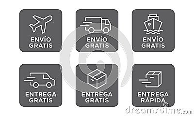 Conjunto de iconos de vector de envio, entrega gratis Vector Illustration