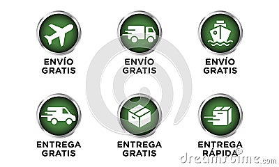 Conjunto de iconos de vector de envio, entrega gratis Vector Illustration