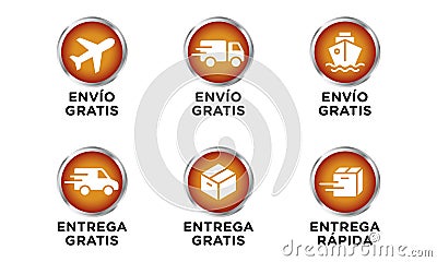 Conjunto de iconos de vector de envio, entrega gratis Vector Illustration