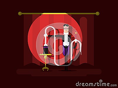 Conjurer in a circus Vector Illustration