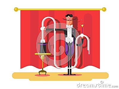 Conjurer in a circus Vector Illustration