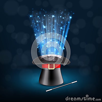 Conjurer hat with magical glow Vector Illustration