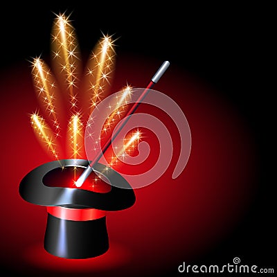 Conjurer hat with sparkle fireworks Vector Illustration