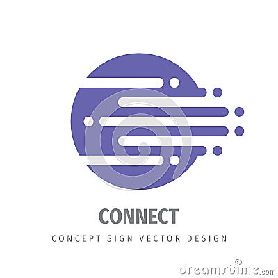 Connect business logo design. Abstract graphic sign. Digital electronic software symbol. Progress technology icon. Database Vector Illustration