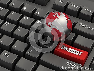 Connect Button On a Keyboard Stock Photo