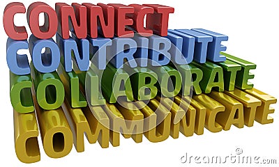 Connect collaborate communicate contribute Stock Photo