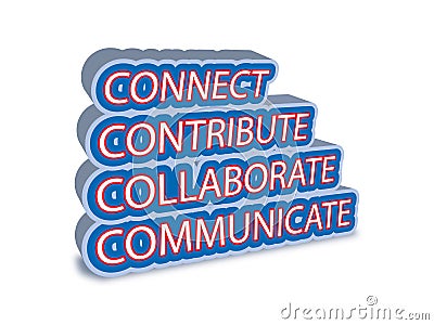 Connect collaborate communicate contribute Cartoon Illustration