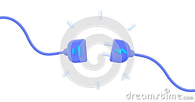 Connect disconnect in 3d style. 3d vector illustration. Futuristic digital network concept. Internet network. Line art Vector Illustration