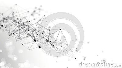 Connect the dot from node to node on white background, conceptual Global communication abstract background, Generative AI Stock Photo