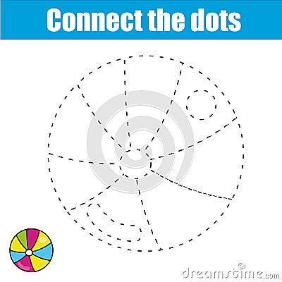 Connect the dots. Children educational game. Printable worksheet activity. Handwriting practice. Coloring page Vector Illustration