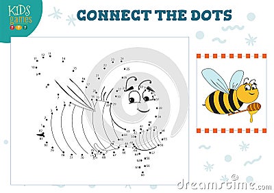 Connect the dots kids game vector illustration. Preschool children education activity Vector Illustration