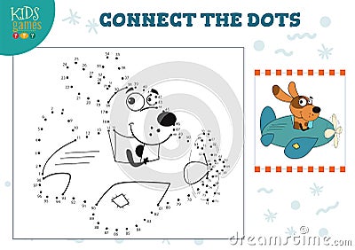 Connect the dots kids game vector illustration. Preschool children education activity Vector Illustration