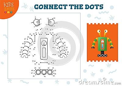 Connect the dots kids mini game vector illustration. Preschool children education activity Vector Illustration