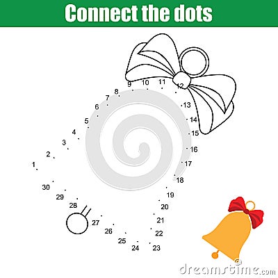 Connect the dots numbers children educational game. Vector Illustration