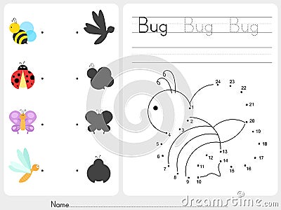 Connect dots - Worksheet for education Vector Illustration