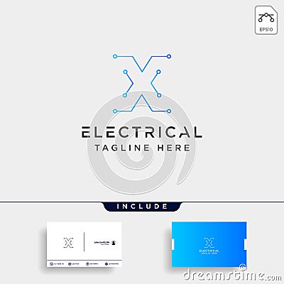 connect or electrical x logo design vector icon element isolated Vector Illustration