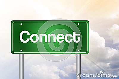 Connect Green Road Sign Stock Photo