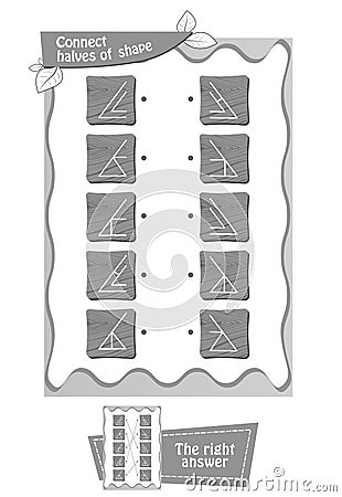 Connect halves of shape black Cartoon Illustration