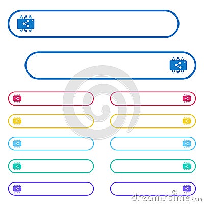 Connect hardware icons in rounded color menu buttons Stock Photo