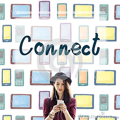 Connect Interact Communication Social Media Concept Stock Photo