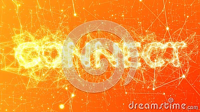 Connect in Orange - Illustrated Buzzword Concept, Plexus Network Connections Stock Photo