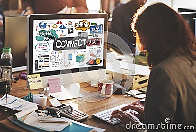 Connect Social Media Social Networking Online Concept Stock Photo