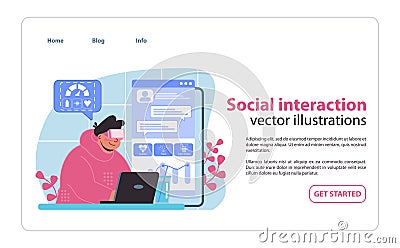 Connect and thrive with our VR workout community, where social interaction meets virtual fitness coaching. Vector Illustration