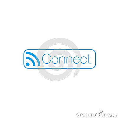 Connect WI-FI Wireles button with signal indicator rounded shape. Can be used for web, ui, apps, Stock Vector illustration Cartoon Illustration