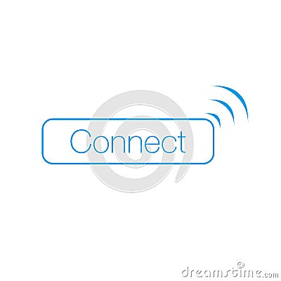 Connect WI-FI Wireles button with signal indicator rounded shape. Can be used for web, ui, apps, Stock Vector illustration Cartoon Illustration