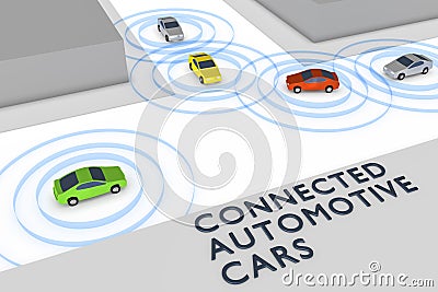 Connected autonomous cars Stock Photo