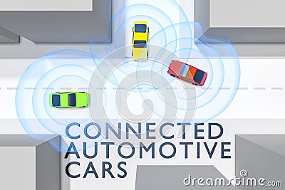 Connected autonomous cars Stock Photo