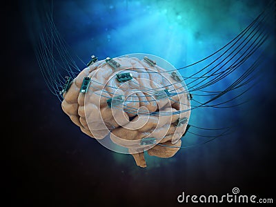 Connected brain Stock Photo