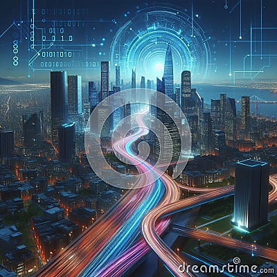 A connected cities in the realm world Stock Photo