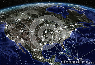 Connected cities to 5G technology Stock Photo